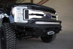 Ford F-250 Front Bumper - Addictive Desert Designs - HoneyBadger with Winch Mount - Hammer Black and Satin Black - `17-`18